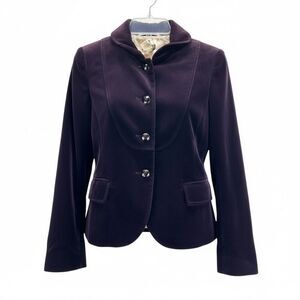 J.Crew Purple Velvet Blazer Jacket Women’s Size 0 Cropped Fitted Retro Y2K Luxe